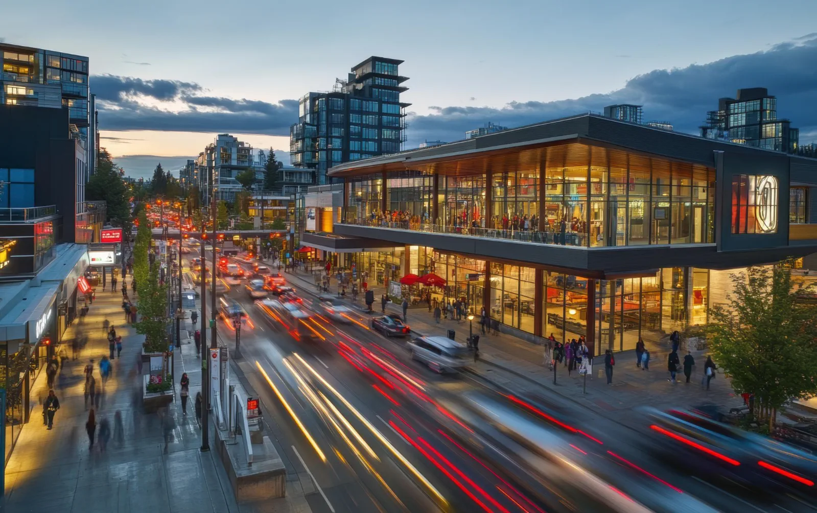Melbourne shopping and dining precinct at dusk